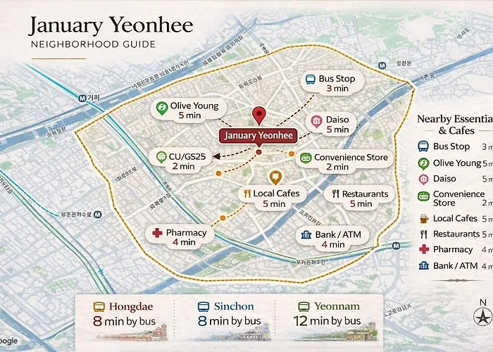 301 Newly Opened Yeonnam, Hongdae 5 Minutes Airport Bus Yeonhui Private 4-person Wood-finished, Bright Space Appartement